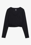 LONG SLEEVE WRAP FRONT TOP - Top dugih rukava - black