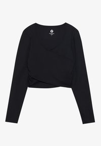 LONG SLEEVE WRAP FRONT TOP - Top s dlouhým rukávem - black