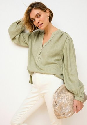 Next LONG SLEEVE BUTTON FRONT  - Blusa - green