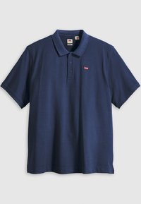 Polo shirt à manches courtes Levi's bleu marine avec trois boutons et un petit logo Levi's rouge sur la poitrine gauche.
