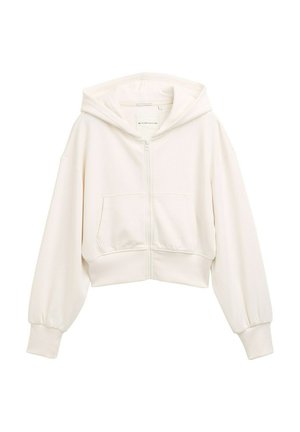 Športna jopa s kapuco na zadrgo - gardenia white