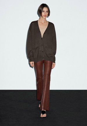 Strickjacke - mottled dark brown