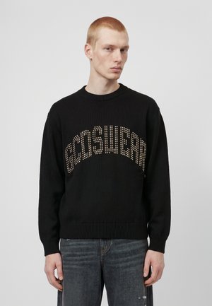 GCDS, STUDDED LOGO CREW NECK - Пуловер - black/silver-coloured