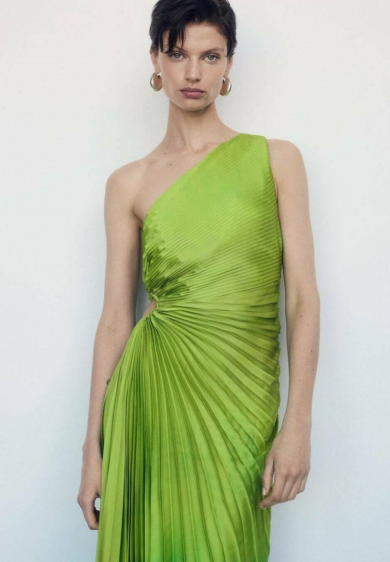 mango green one shoulder dress Mac Duggal One-Shoulder Floral Chiffon Gown main image 1