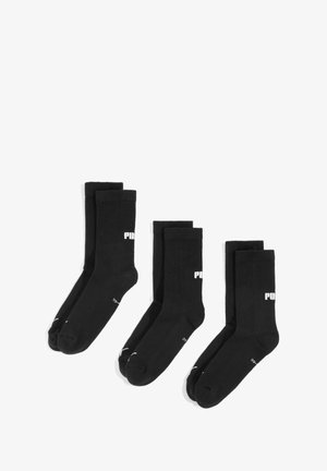 Schwarze Baumwollsocken im Dreierpack, mit geripptem Design, Logo-Details sowie verstärkten Fersen und Zehen.