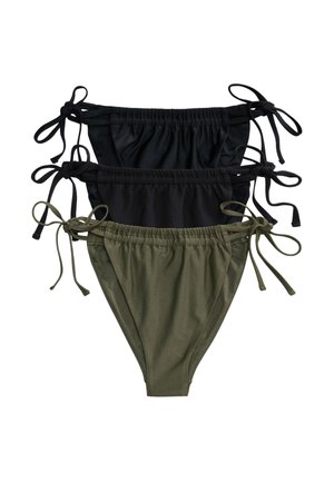 THE SET, HIGH LEG FIT - 3 PACK TIE BIKINI BOTTOMS . - Bikini bottoms - black green