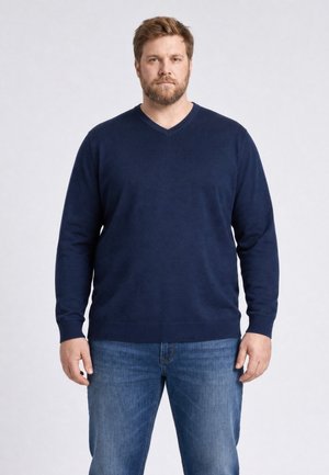 Petrol Industries, PLUS SIZE V-NECK KNIT MILLGATE - Pullover - navy blue