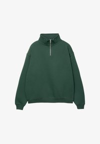 PULL&BEAR BASIC QUARTER-ZIP Felpa dark green/verde scuro