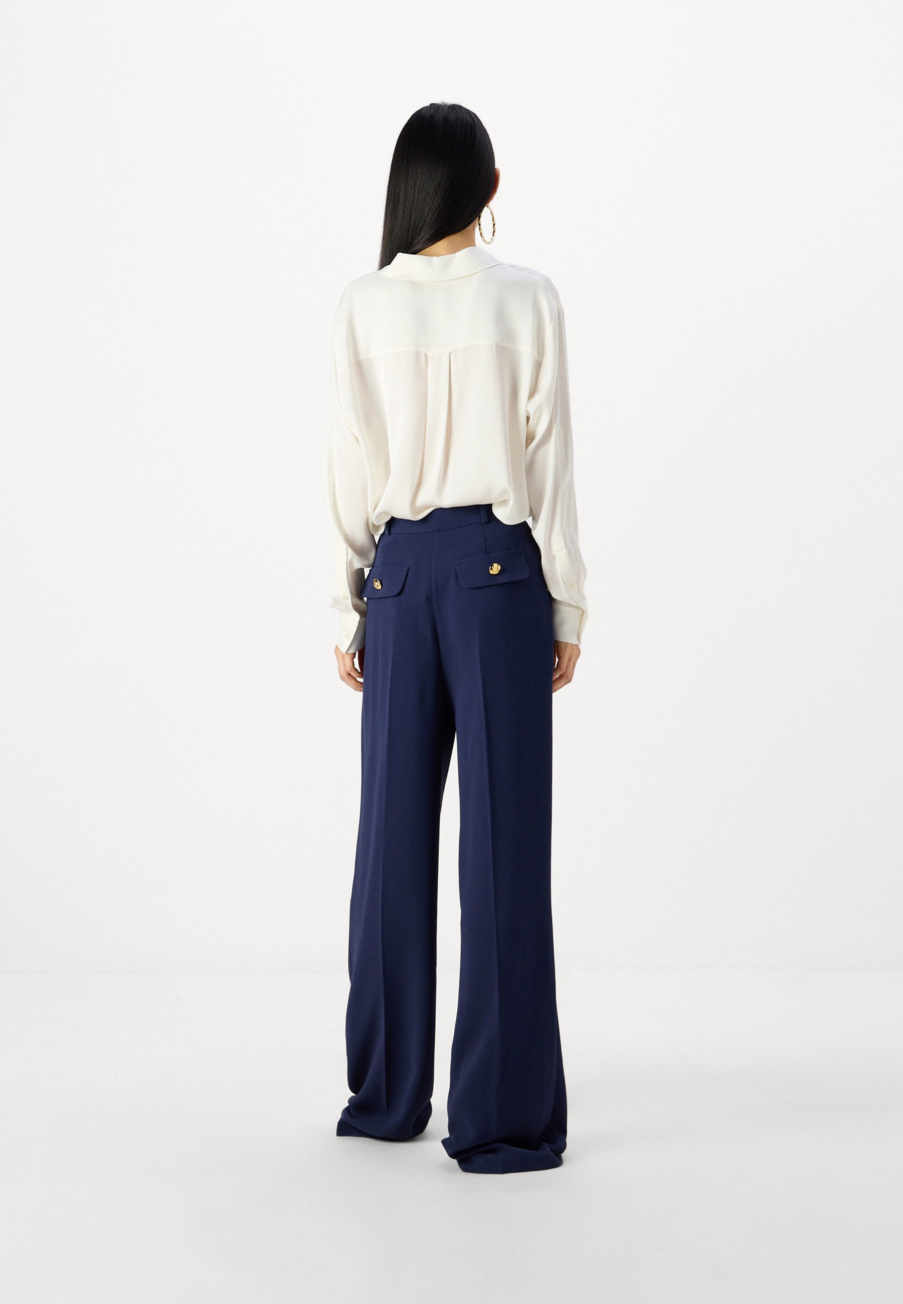 パンツ ELISABETTA FRANCHI Women Straight Pants PJ20S36E2 104 BLUE Elisabetta Franchi PANT - Trousers - navy/dark blue - Zalando