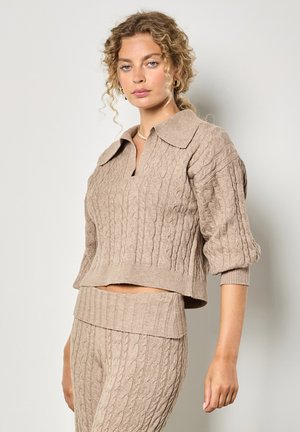 TWISTED CABLE CROP - Poloshirt - stone