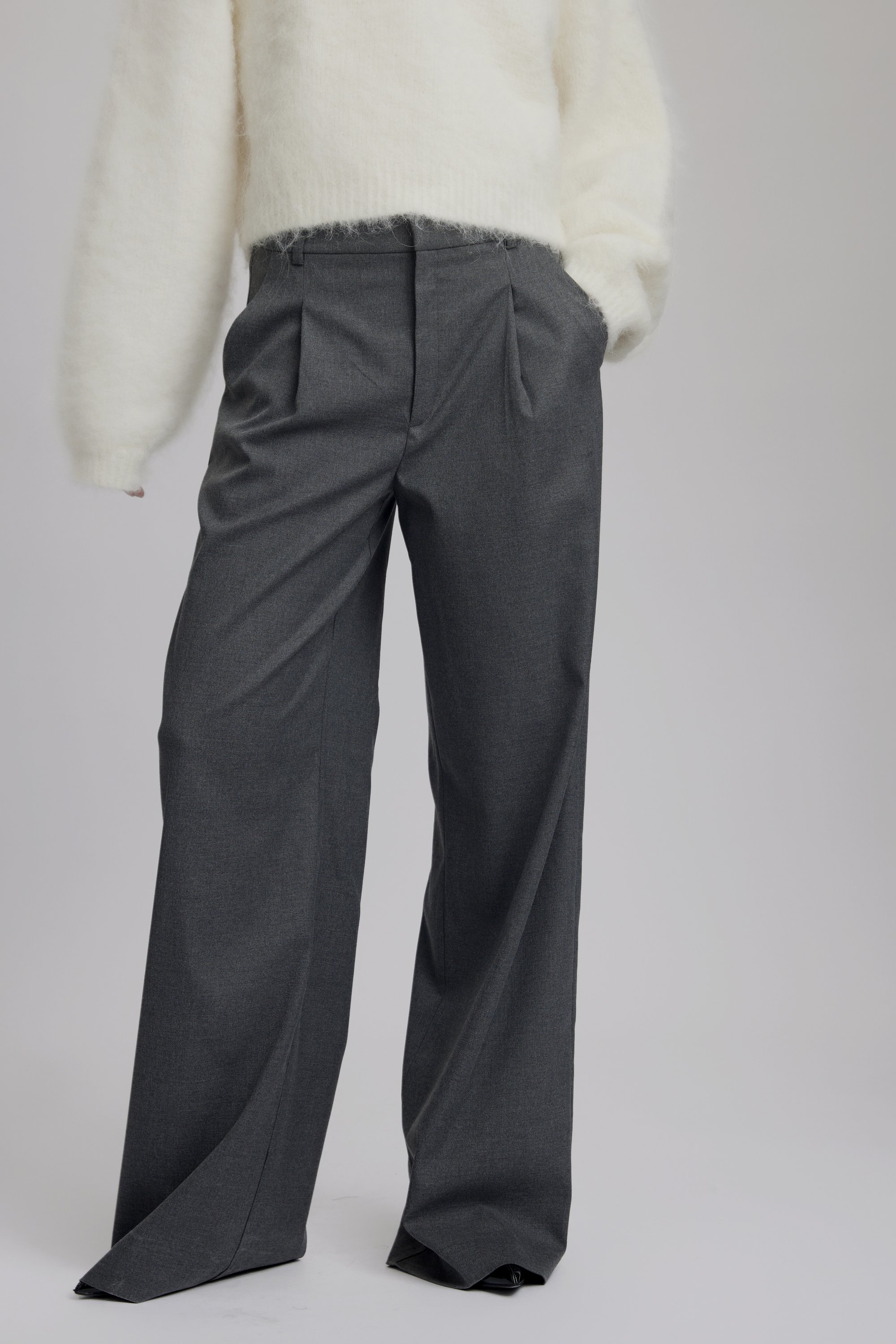 Pantalon Femme Quiet Noir & Gris - 30% Laine, Taille 36, Coupe Droit, Occasion Très Bon État