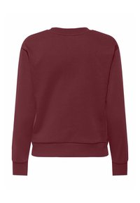 Bordeaux sweatshirt met een klassieke ronde hals, ribbelmanchetten en onderrand. Zacht, textuurstof met een losse pasvorm en geen zichtbare branding.