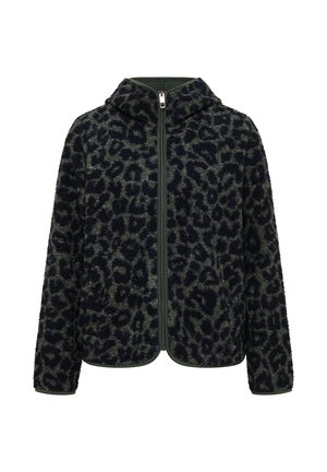 Cecil, TEDDY-JACKE MIT KAPUZE UND LEO-MUSTER - Fleecejas - dried olive green
