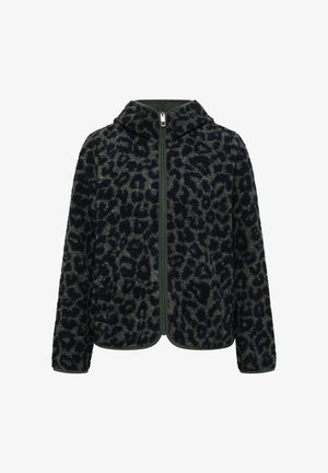Cecil, TEDDY-JACKE MIT KAPUZE UND LEO-MUSTER - Fleecejas - dried olive green