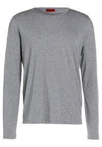 Long-sleeve gray t-shirt made of soft cotton fabric, featuring a round neckline and a relaxed fit. Simple design with no patterns or accents.