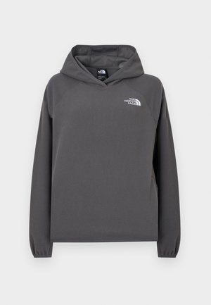 Γκρι φούτερ με κουκούλα, άνετη εφαρμογή, ριμπ μανσέτες και μικρό λευκό λογότυπο στο αριστερό στήθος. Μαλακή υφή και απλός σχεδιασμός.