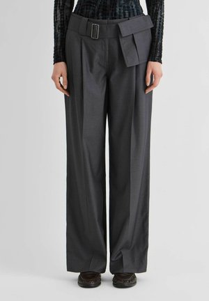 Rouge Edit, WIDE-LEG TROUSERS MID-WAIST - Pantalon classique - dark grey melange