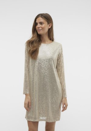 VMMONALISE SHORT DRESS - Cocktailjurk - off-white/gold-coloured