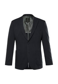 Blazer navy realizzato in tessuto morbido, con chiusura a un bottone, due tasche frontali e foderato in satin. Design con revers classico.