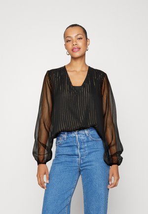 JDY JDYCODY  V-NECK TOP  - Μπλούζα - black detail:gold lurex
