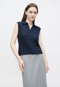 Tommy Hilfiger CABLE OPEN - Poloskjorter - dark night navy