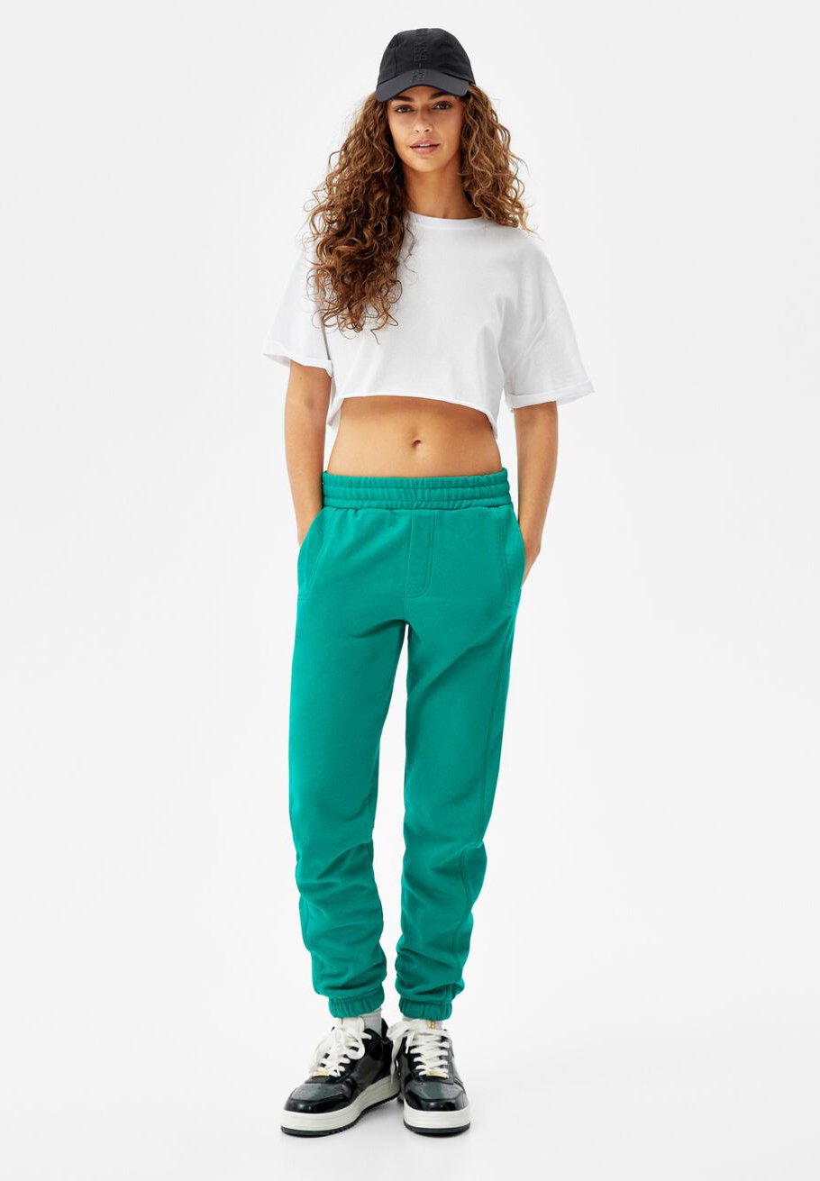 Bershka Pantaloni sportivi - green/verde - Zalando.it