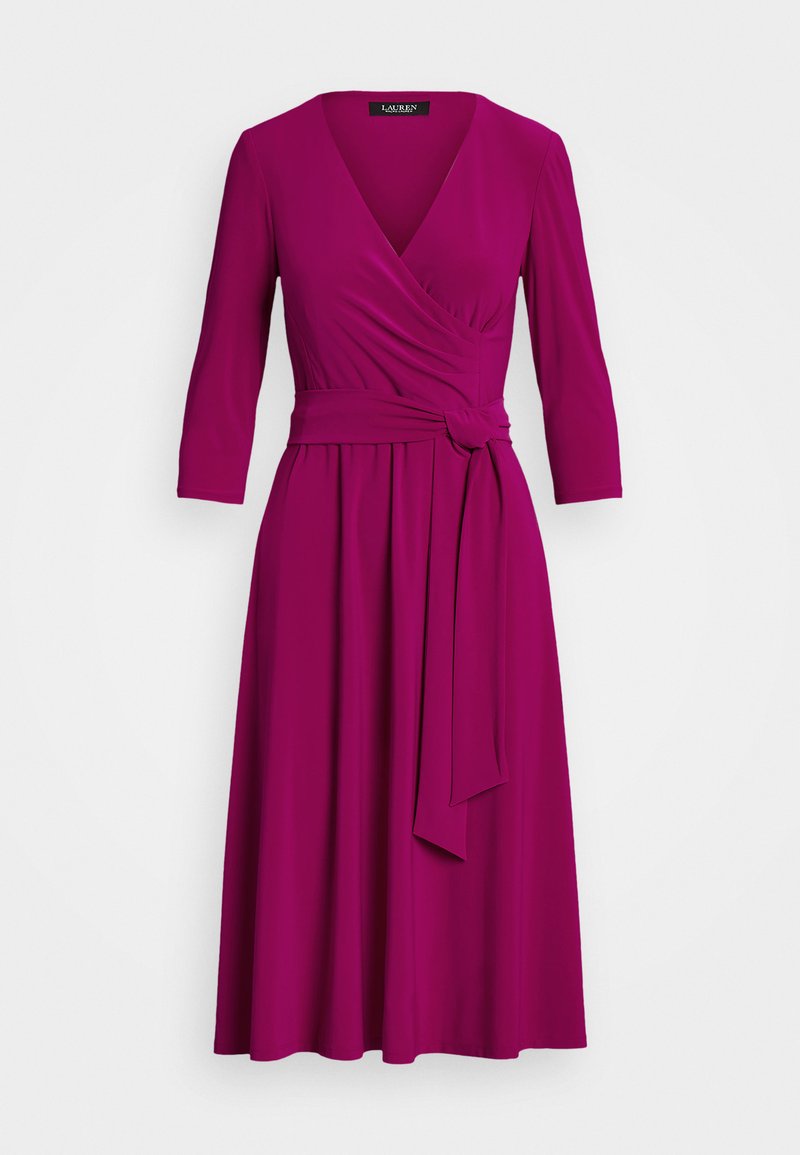 Lauren Ralph Lauren SURPLICE JERSEY DRESS - Vestito di maglina - fuchsia berry