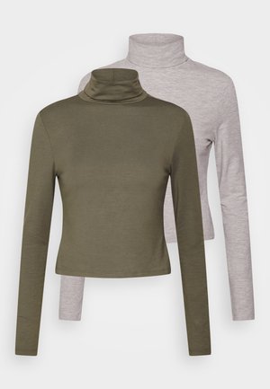 2 PACK - Langarmshirt - khaki/light grey