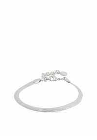 Silverarmband med ett flexibelt, zigzag-mönster. Har en låsning och justerbara länkar. Slät yta med en polerad finish.