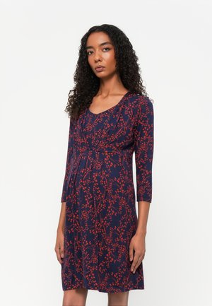 LEAF PRINT MATERNITY NURSING PLEAT - Vestito di maglina - navy