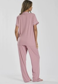 Loungeable RIB JERSEY SHORT SLEEVE AND TROUSERS PJ SET - Pigiama - pink