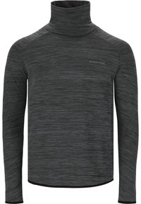 Langærmet turtleneck i mørkegrå, med en tekstureret, meleret mønster og logo detaljer. Glat stof med en tætsiddende pasform.