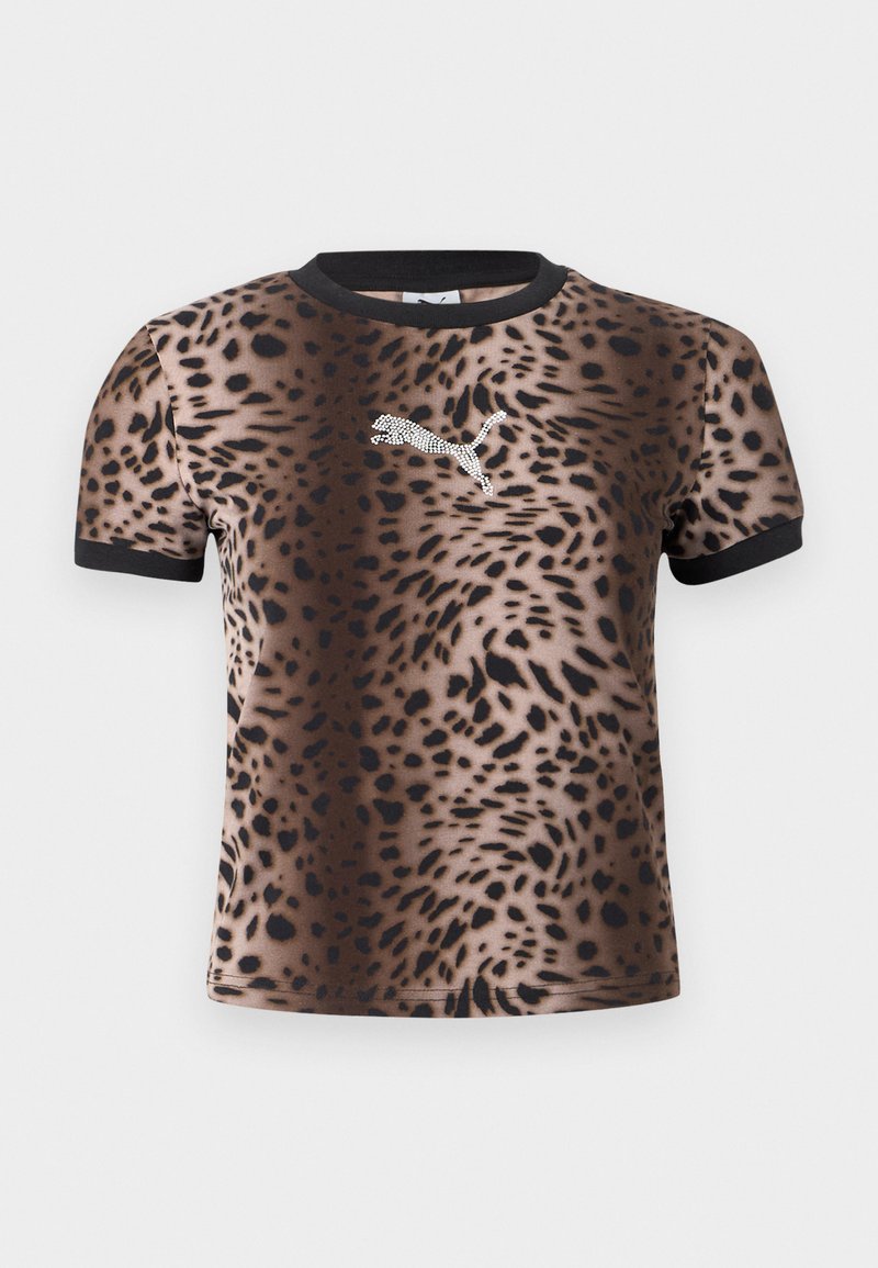 Puma GRAPHICS LEO LUXE BEDAZZLED SLIM TEE - T-shirt con stampa - black ...