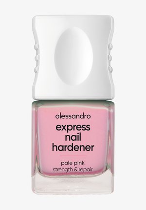 Flacon de durcisseur pour ongles Alessandro Express rose pâle avec un bouchon blanc ergonomique, pour renforcer et réparer.