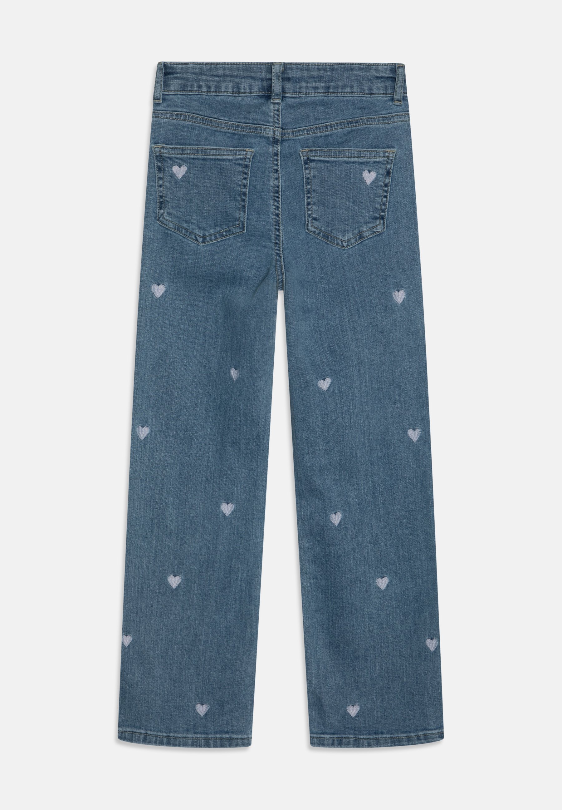 [ ] Wide Fit CK Indigo Light Blue Jeans ★人気★ ONLY GIRLS KOGJUICY WIDE LEG HEART - Flared Jeans - light