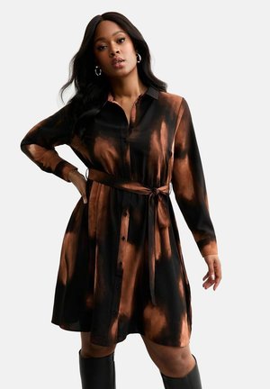 CURVES BLEACH PRINT MIDI - Shirt dress - black pattern