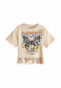 Next - GRAPHIC FRINGE - REGULAR FIT - T-shirt med print - ecru Miniatyrbild 1