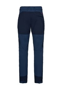 Marine tekniske bukser med en tapered pasform, kontrasterende paneler, lynlåslommer og forstærket stof på knæene for holdbarhed.