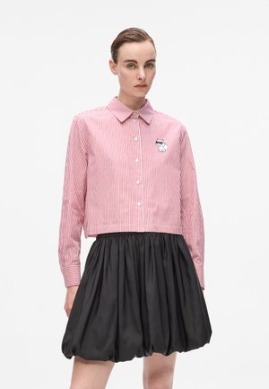 IKON CHOUPETTE CROPPED - Button-down blouse - scarlet sage/white stripes