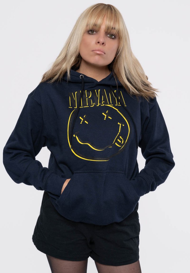 Paradiso Clothing NIRVANA INVERSE GRUNGE SMILE - Hoodie - blue