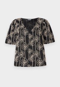 OBJCAMI V NECK - Blus - black/sandshell