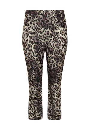 Leopardprint capri leggings met een fitted ontwerp, voorzien van een elastische tailleband en een gladde, rekbare stof voor comfort.