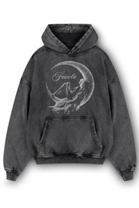 MOON GIRL BLACK WASHED HOODIE UNISEX - Sweatshirt - black washed