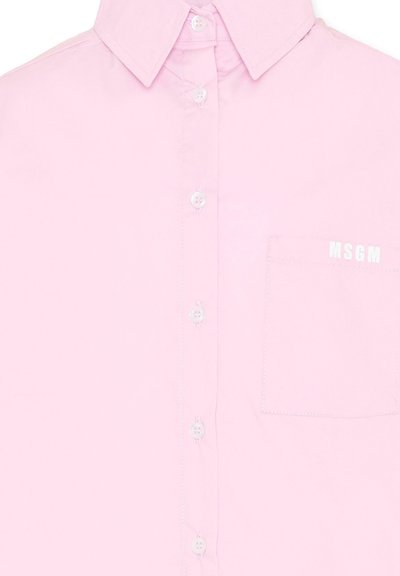 Chemise rose clair à boutons avec col pointu et poche poitrine arborant le logo blanc "MSGM".
