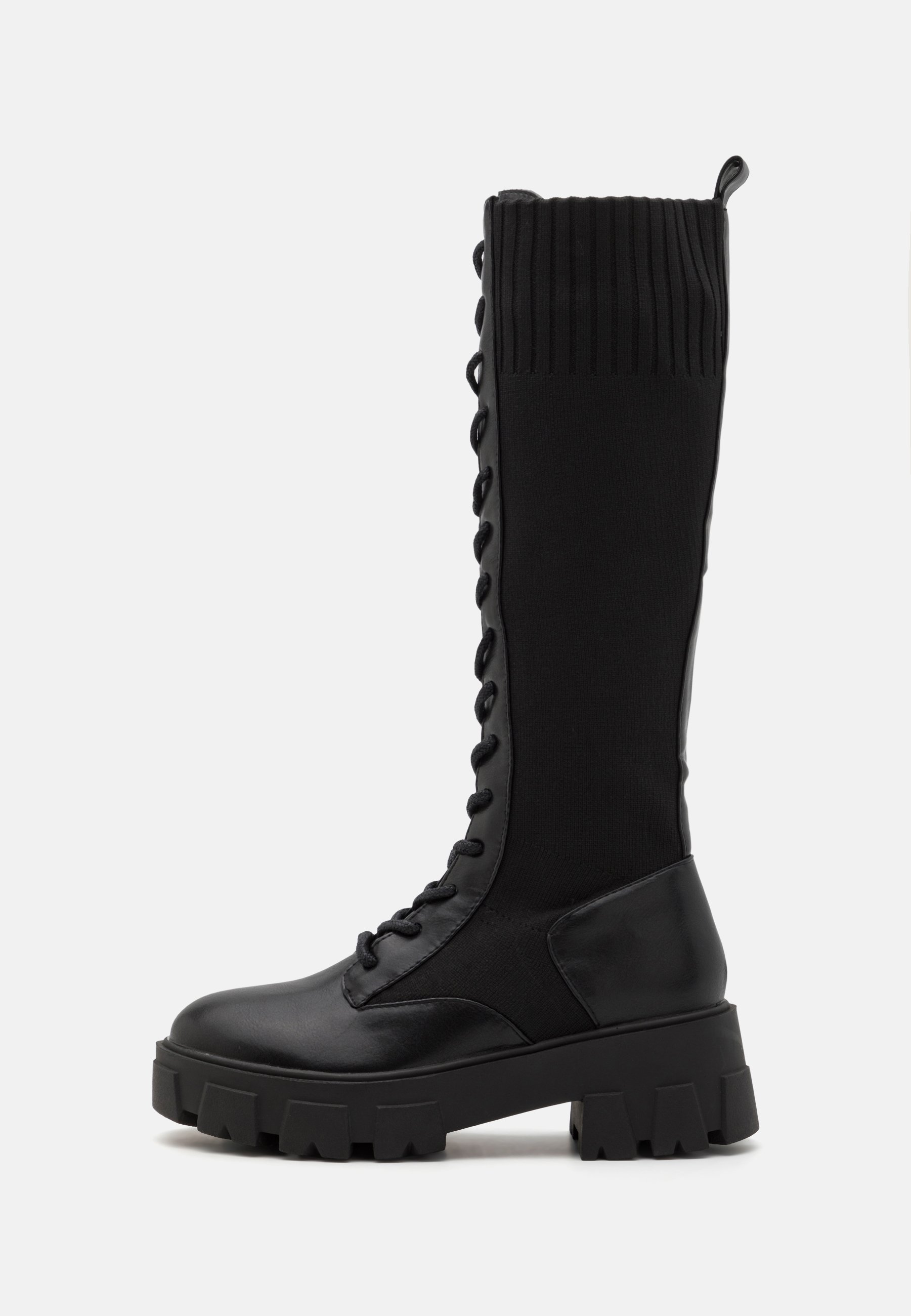 Stivali Militari Alti BOSANOVA In Pelle Vegana, Suola Track, Lacci E Chiusura Con Cerniera Interna, Stile Combat Boot - 2