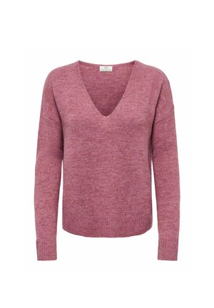 JDY, JDYELANORA L/S V-NECK PULLO. KNT NOOS - Striktrøje - deco rose