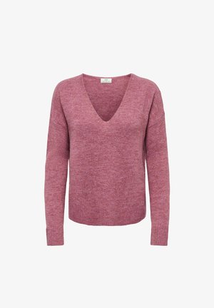 JDY, JDYELANORA L/S V-NECK PULLO. KNT NOOS - Striktrøje - deco rose