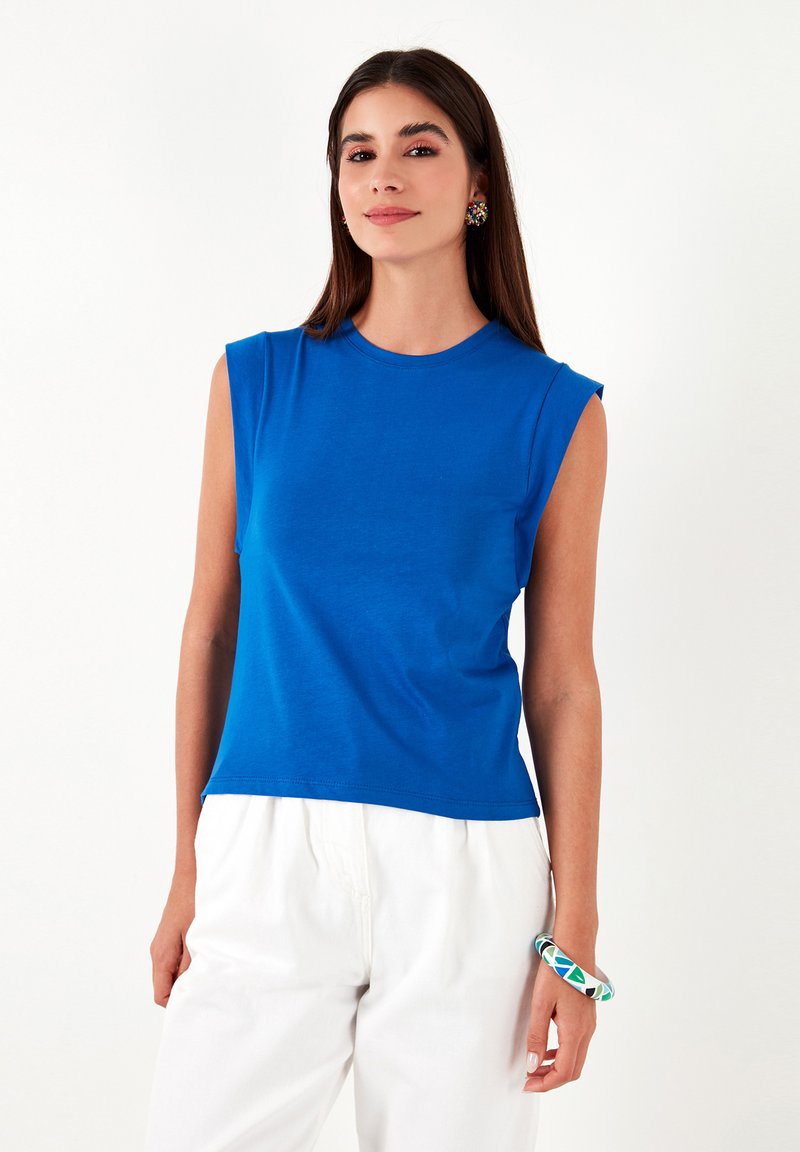 LELA CREW NECK - Paprasti marškinėliai - royal blue