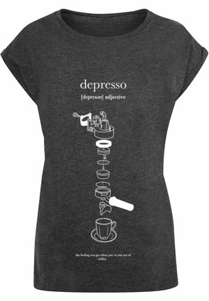 Mister Tee, DEPRESSO EXTENDED SHOULDER TEE - Camiseta estampada - charcoal