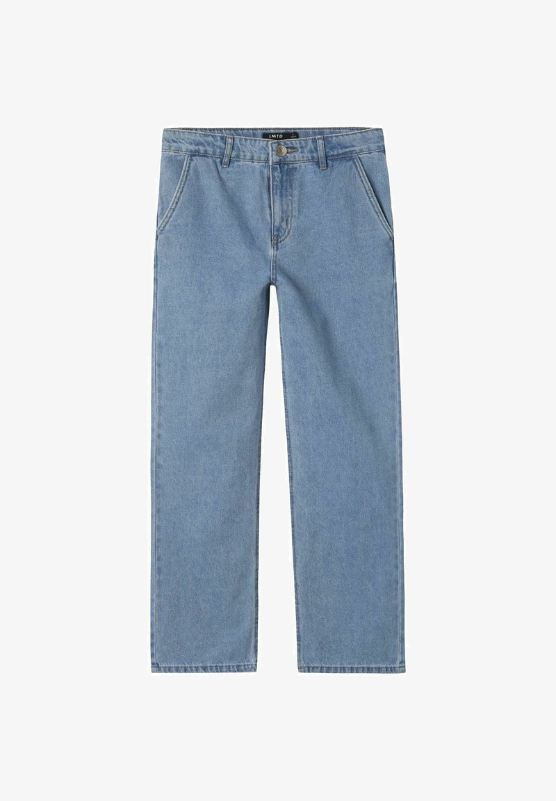 Gai zilo džinsu bikses ar taisnu kāju dizainu, piecām kabatām un klasisku pogu un rāvējslēdzēja aizdari. Iekļautas smalkas izšūšanas detaļas.